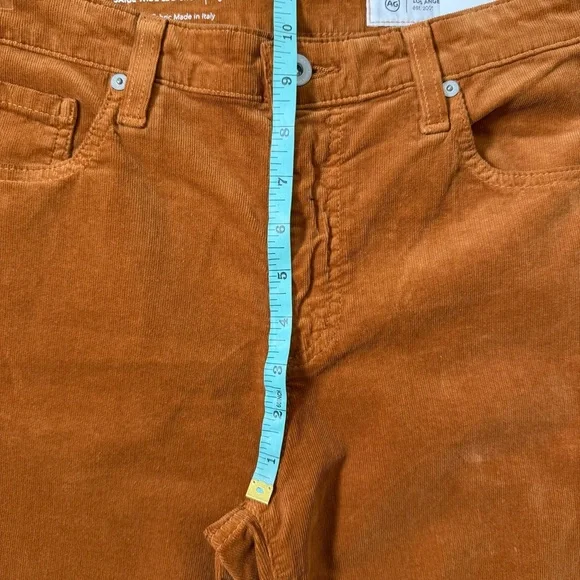 AG Adriano Saige Wide Leg Crop High Rise Corduroy Pant Gold Orange Apricot